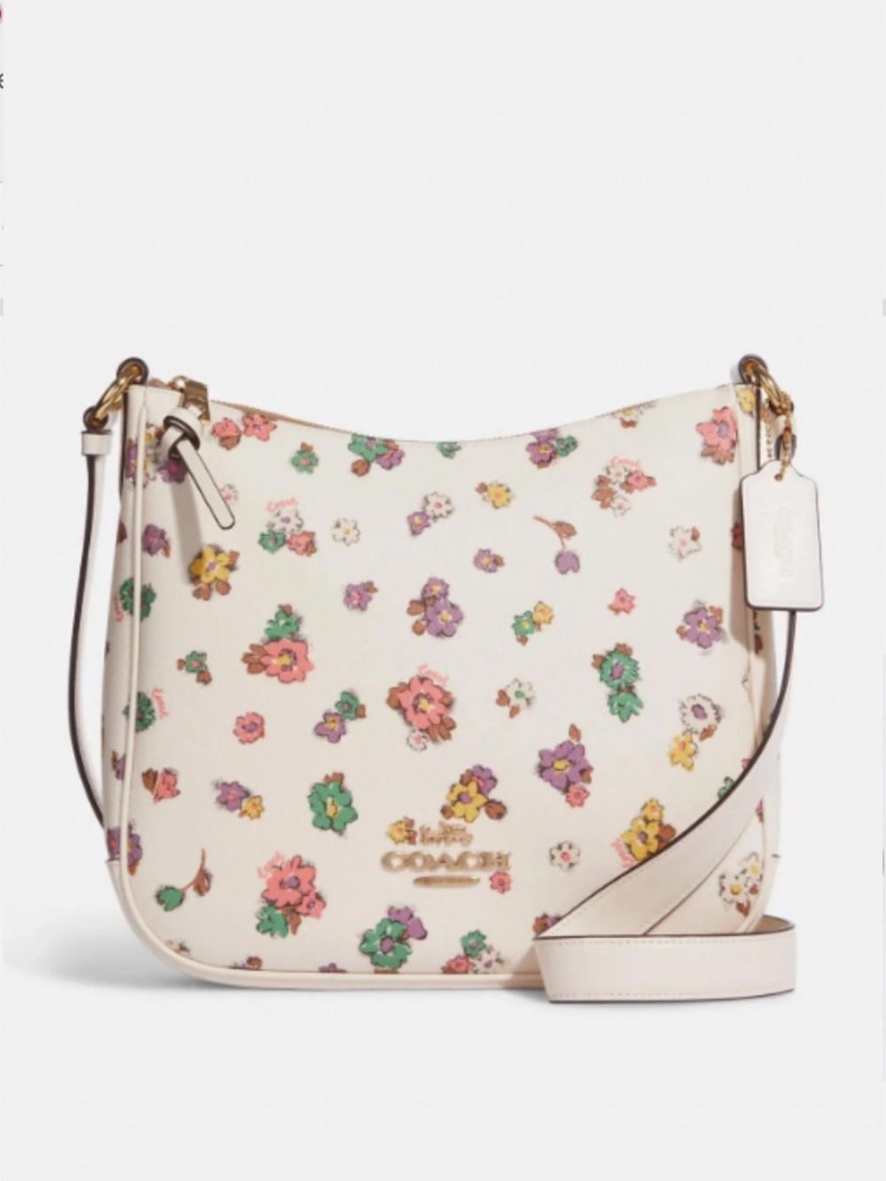 Coach ELLIE FILE BAG WITH SPACED FLORAL FIELD PRINT Crossbody Beige Gold - Picture 2 of 16
